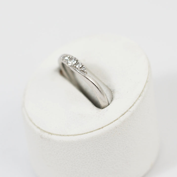 STAR JEWELRY スタージュエリー Pt950 ダイヤ0.09ct ウエーブ リング 8号 正規保証書付