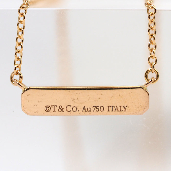 Tiffany & Co. Tiffany 750 K18 pink gold 2P diamond plate necklace with case