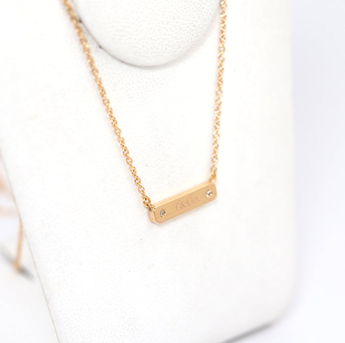 Tiffany & Co. Tiffany 750 K18 pink gold 2P diamond plate necklace with case