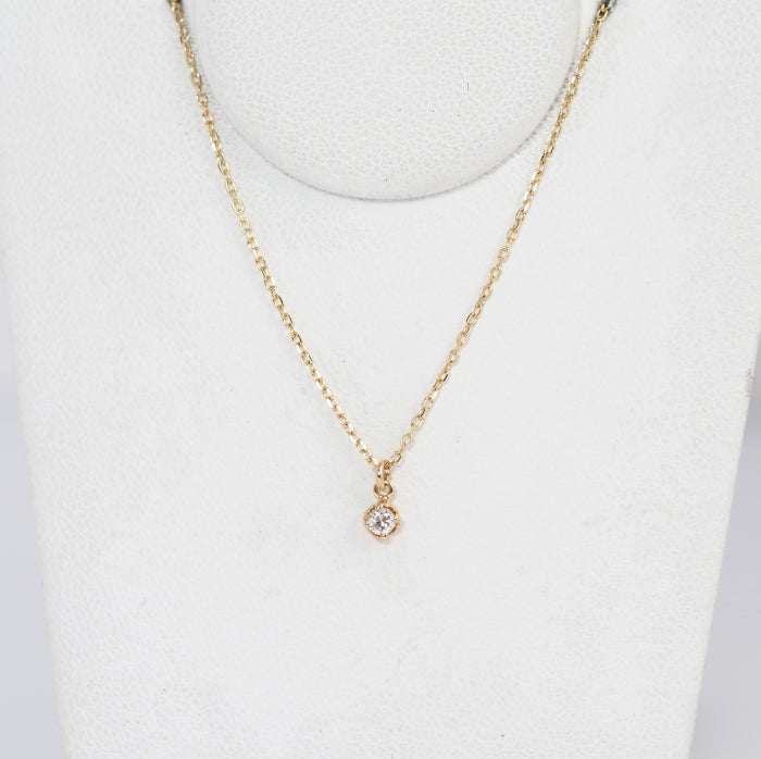 agete Agate K14 yellow gold 1 diamond 0.05ct necklace