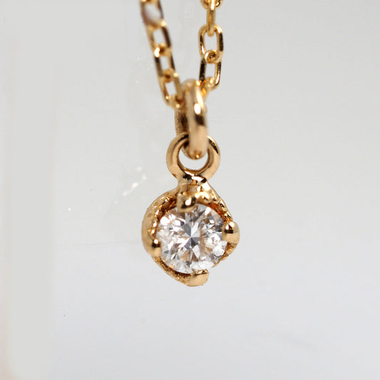 agete Agate K14 yellow gold 1 diamond 0.05ct necklace