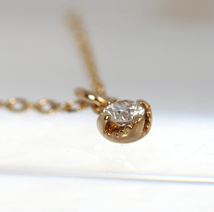 agete Agate K14 yellow gold 1 diamond 0.05ct necklace