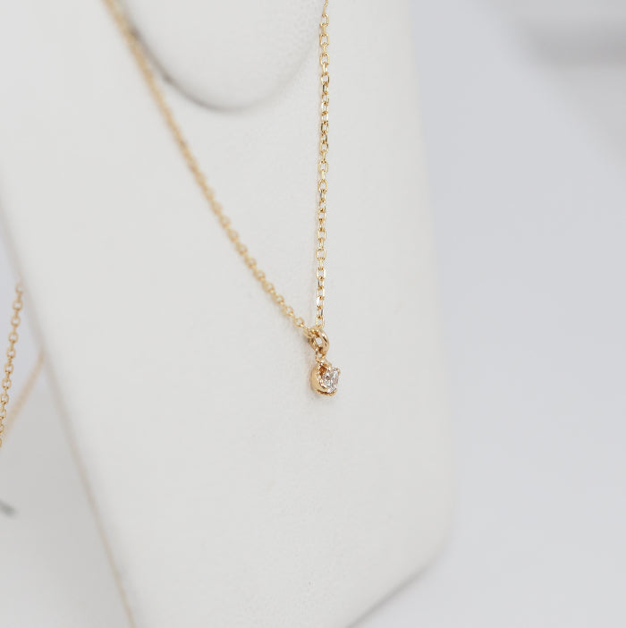 agete Agate K14 yellow gold 1 diamond 0.05ct necklace