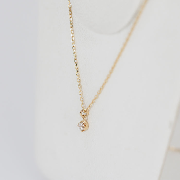 agete Agate K14 yellow gold 1 diamond 0.05ct necklace