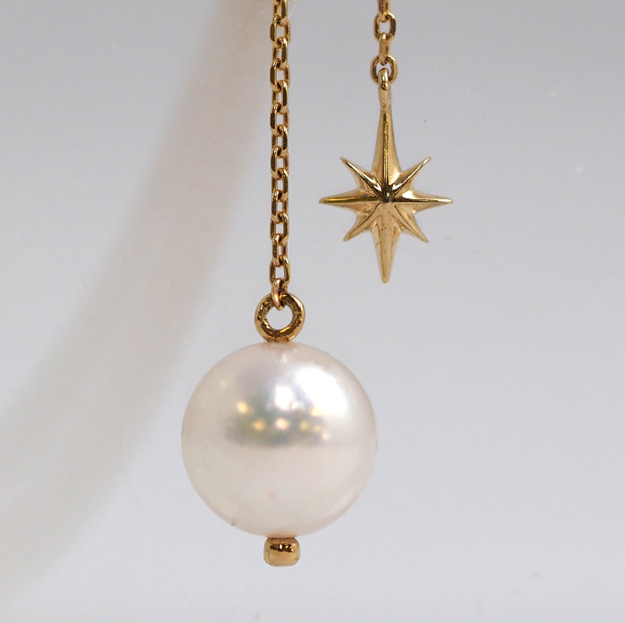 STAR JEWELRY スタージュエリー K10イエローゴールド パール約7mm ダイヤ0.01ct ネックレス