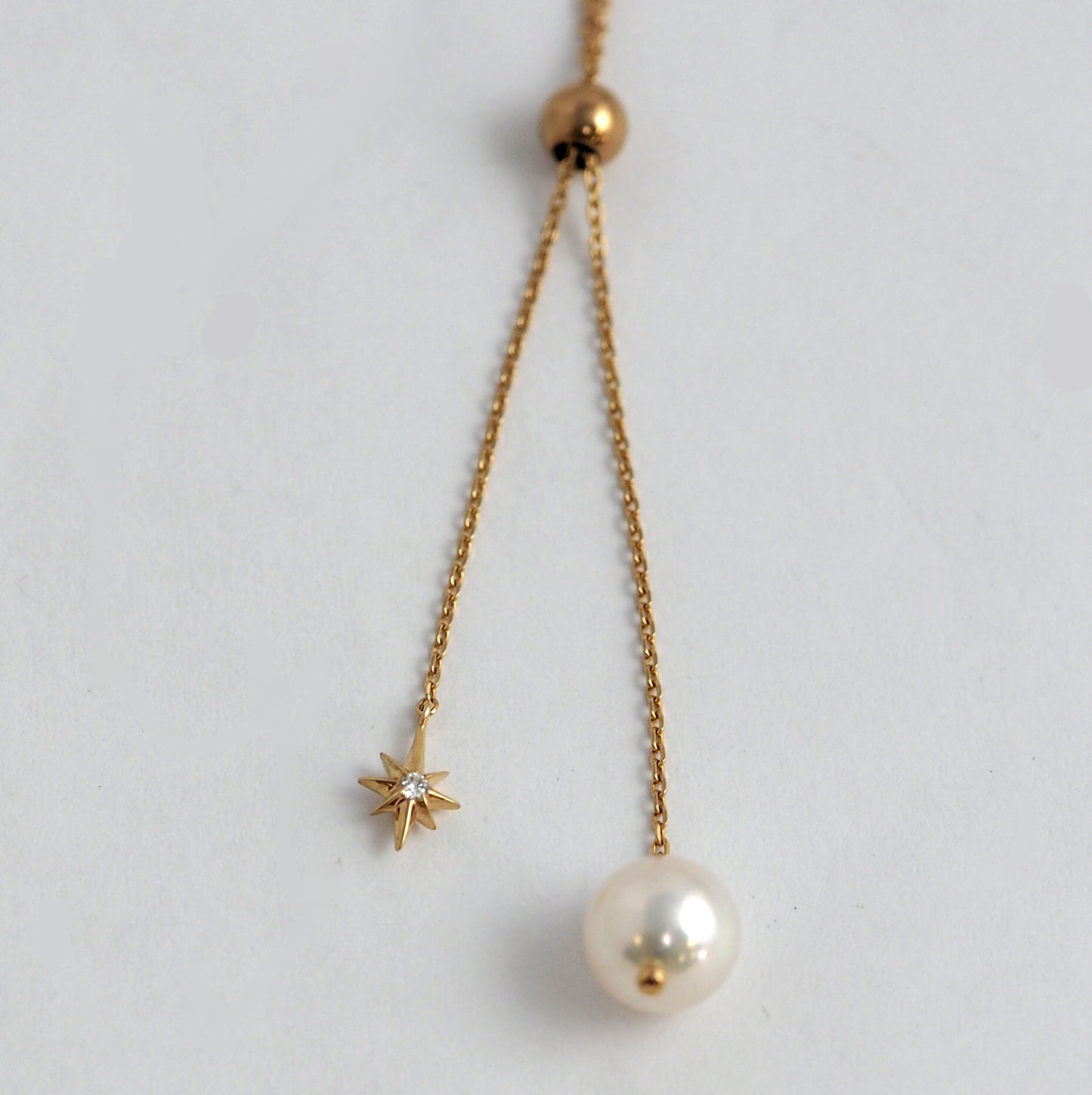 STAR JEWELRY スタージュエリー K10イエローゴールド パール約7mm ダイヤ0.01ct ネックレス