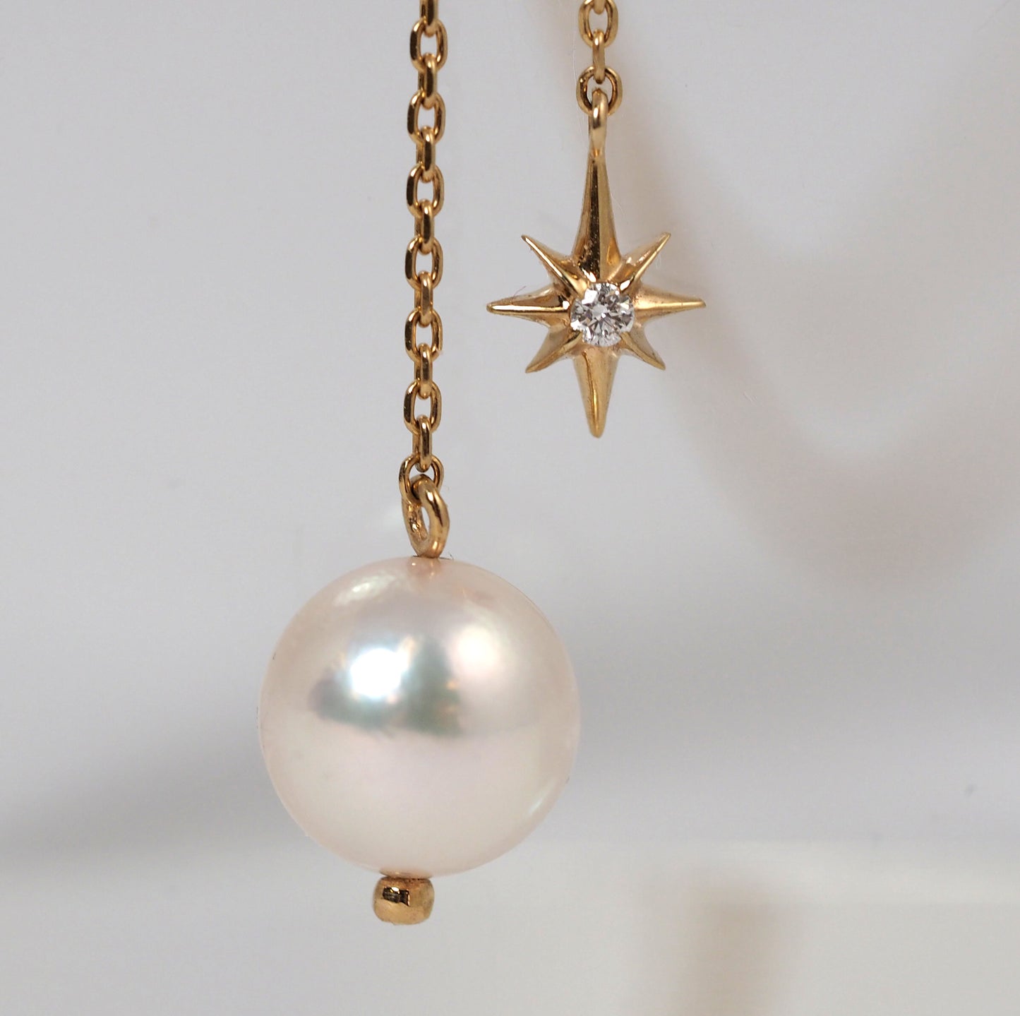 STAR JEWELRY スタージュエリー K10イエローゴールド パール約7mm ダイヤ0.01ct ネックレス