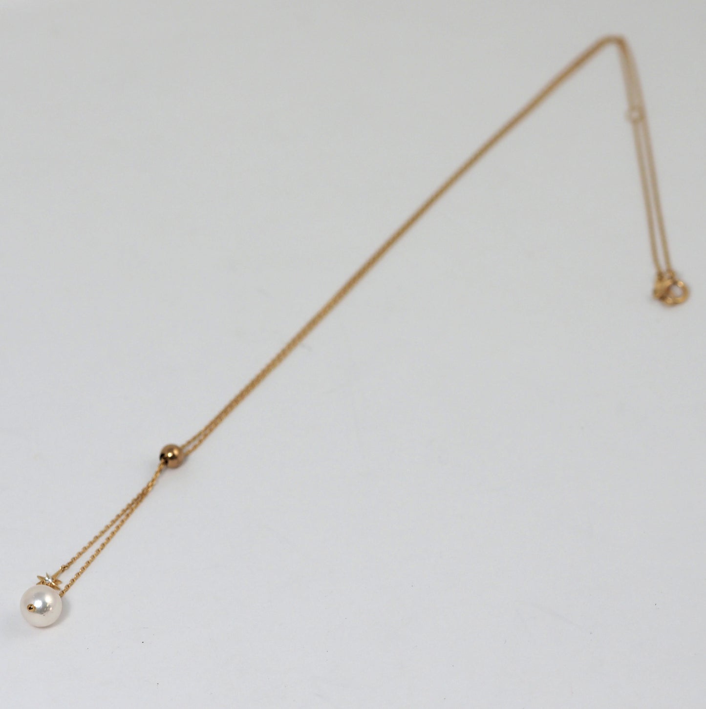 STAR JEWELRY スタージュエリー K10イエローゴールド パール約7mm ダイヤ0.01ct ネックレス