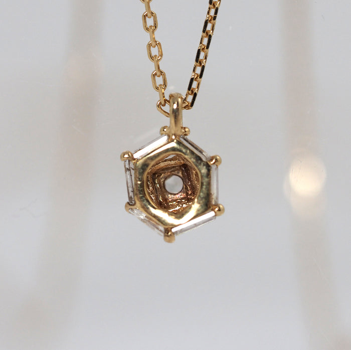 agete Agate K10 Yellow Gold Diamond Bucket Rose Cushion Diamond 0.15ct Necklace
