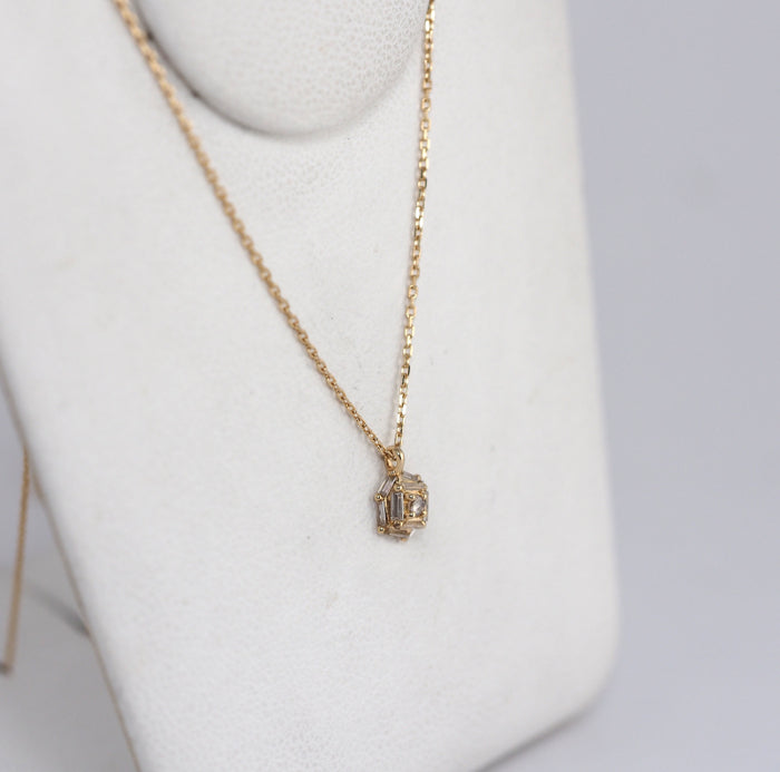 agete Agate K10 Yellow Gold Diamond Bucket Rose Cushion Diamond 0.15ct Necklace