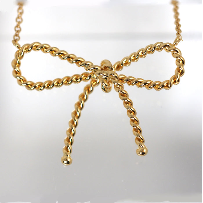 Tiffany & Co. Tiffany 750 K18 Yellow Gold Twisted Ribbon Necklace with Case