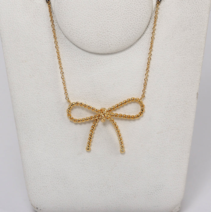 Tiffany & Co. Tiffany 750 K18 Yellow Gold Twisted Ribbon Necklace with Case