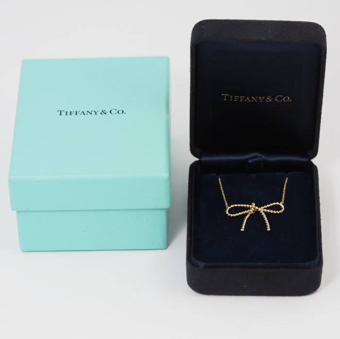 Tiffany & Co. Tiffany 750 K18 Yellow Gold Twisted Ribbon Necklace with Case