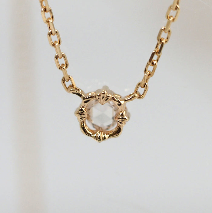 agete Agate 10K Yellow Gold Rose Cut Single 0.02ct Diamond Necklace