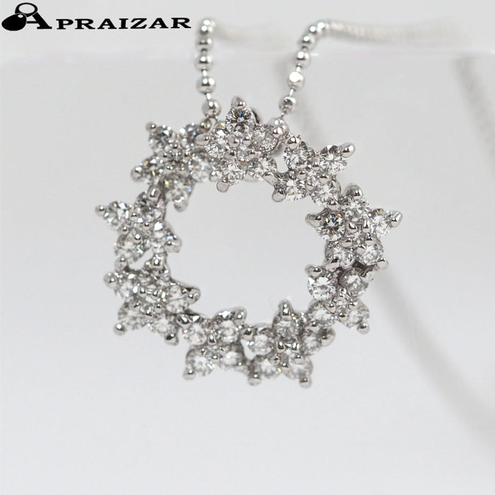 Ponte Vecchio 18K White Gold Diamond 0.61ct Flower Circle Necklace
