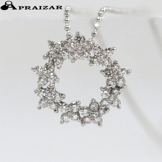 Ponte Vecchio 18K White Gold Diamond 0.61ct Flower Circle Necklace