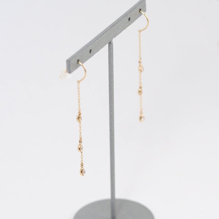 STAR JEWELRY K10YG Cubic Zirconia Tear Hook Earrings with Official Warranty