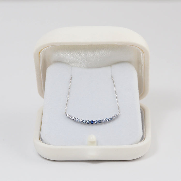 STAR JEWELRY スタージュエリー K18WG サファイア グラデーション ライン ネックレス ケース付