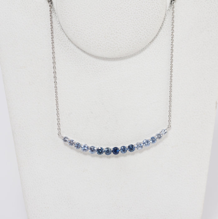 STAR JEWELRY スタージュエリー K18WG サファイア グラデーション ライン ネックレス ケース付