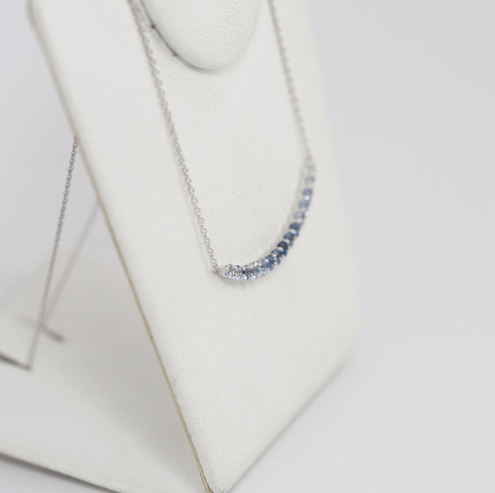 STAR JEWELRY スタージュエリー K18WG サファイア グラデーション ライン ネックレス ケース付