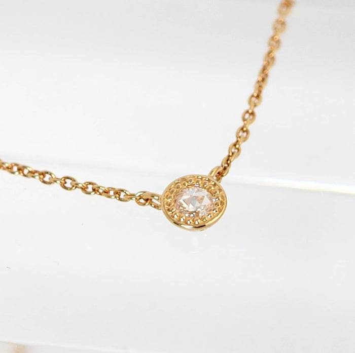 agete Agate 18K Yellow Gold Rose-Cut Diamond 0.08ct Necklace