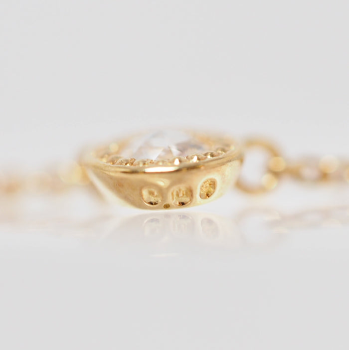 agete Agate 18K Yellow Gold Rose-Cut Diamond 0.08ct Necklace