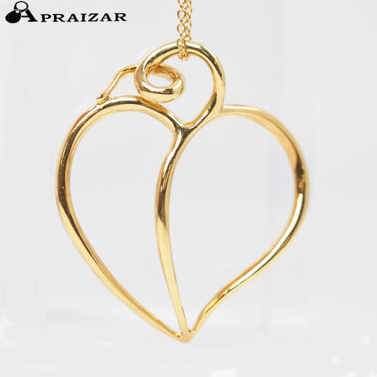 Tiffany & Co. 750 K18YG Apple Heart Leaf Necklace Pendant K18 Long Chain Non-Original Case Included