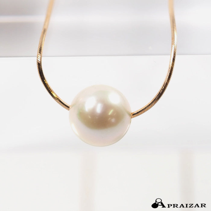 4℃ K10 Yellow Gold Single Pearl Snake Chain Necklace