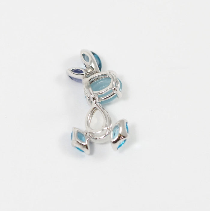 Ponte Vecchio 18K/14K White Gold Color Stone Rabbit Tie Pin Brooch