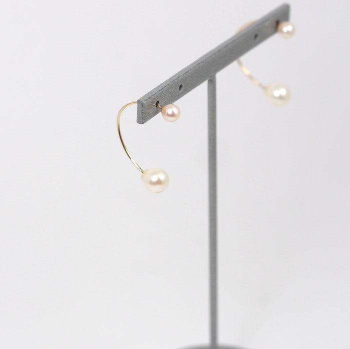 4℃ K10 Yellow Gold Pearl Hoop Earrings, Approx. 6.1-6.3mm/4mm