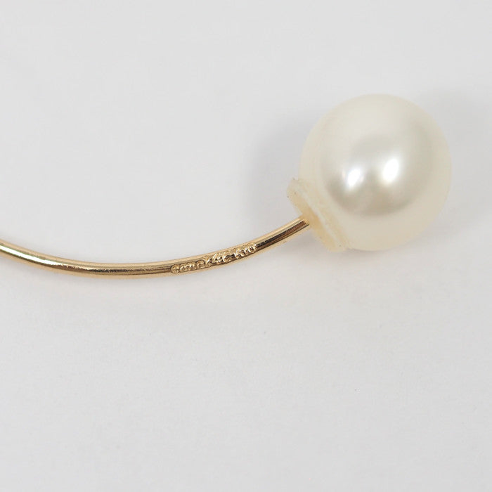 4℃ K10 Yellow Gold Pearl Hoop Earrings, Approx. 6.1-6.3mm/4mm