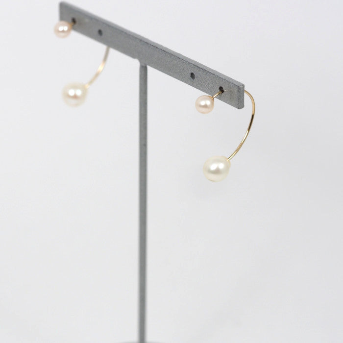 4℃ K10 Yellow Gold Pearl Hoop Earrings, Approx. 6.1-6.3mm/4mm