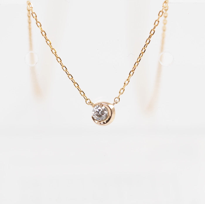STAR JEWELRY スタージュエリー MOON SETTING DIAMOND ムーンセッティング ダイヤ0.04ct K18PG ネックレス