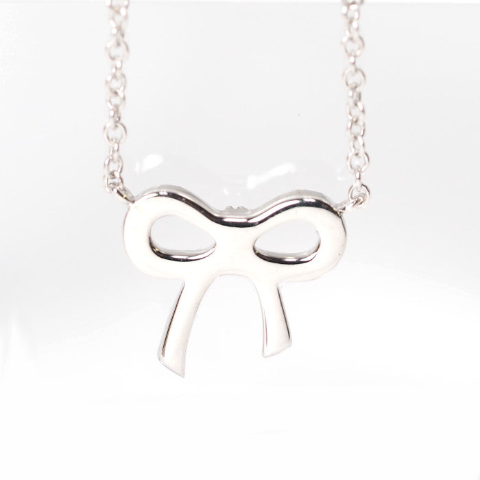 Tiffany & Co. Tiffany Bow 750 K18WG White Gold Diamond Ribbon Necklace with Case