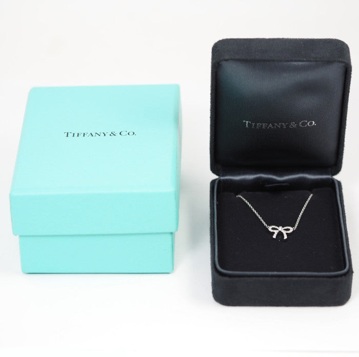 Tiffany & Co. Tiffany Bow 750 K18WG White Gold Diamond Ribbon Necklace with Case