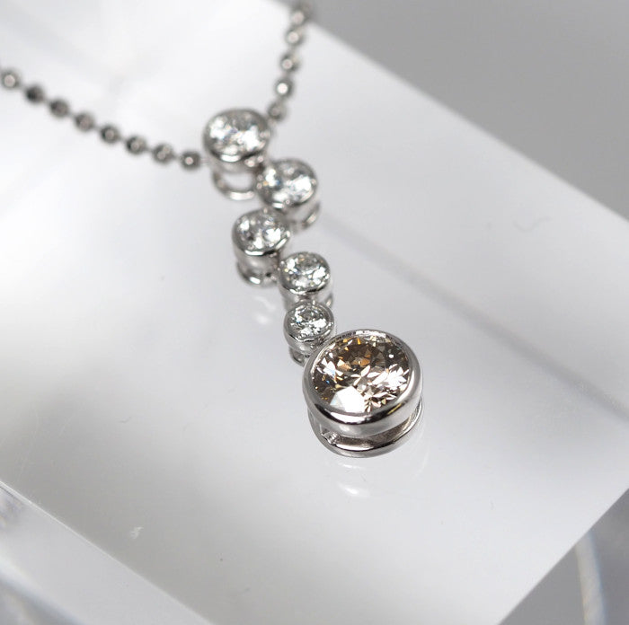 KASHIKEY カシケイ BEZEL ベゼル Pt900/850 ブラウンダイヤモンド/ダイヤ 0.30ct/0.20ct ネックレス