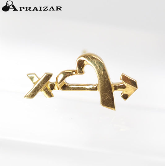 Tiffany & Co. 750 K18YG Loving Heart Arrow Single Earring with Storage Bag and Backing (Non-Original)