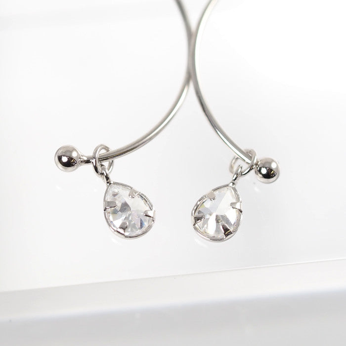 4℃ K10 White Gold Zirconia Hoop Earrings
