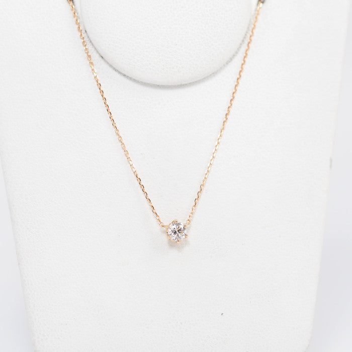 Ponte Vecchio 18K pink gold necklace with a single 0.18ct diamond