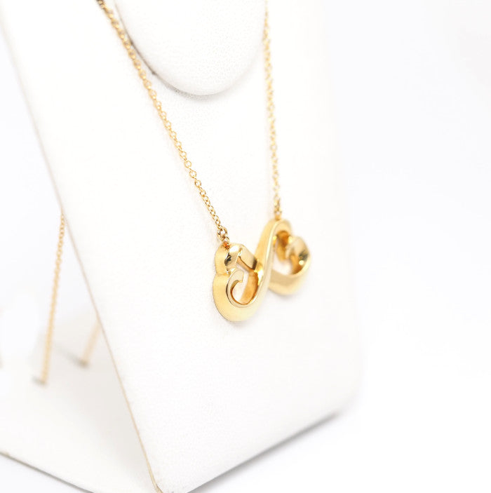 Tiffany&Co. ティファニー 750 K18イエローゴールド ダブル ラビングハート ネックレス パロマ・ピカソ 収納袋付