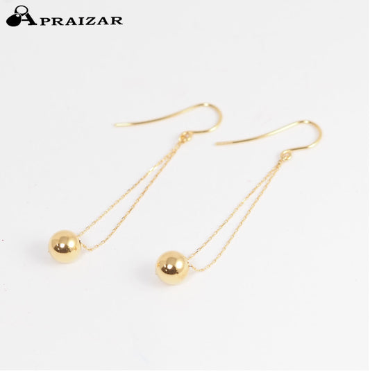 VENDOME AOYAMA 18K Yellow Gold Ball Long Chain Hook Earrings
