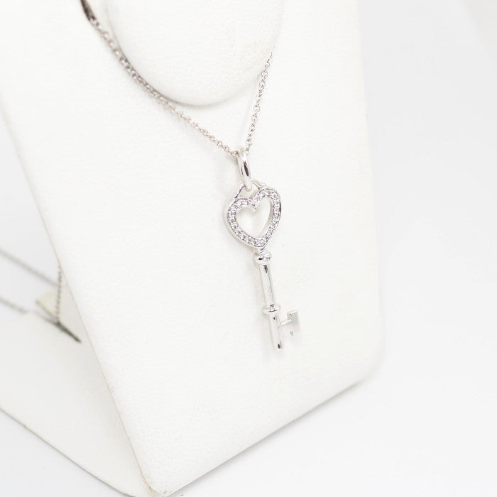 Tiffany&Co. ティファニー 750 K18ホワイトゴールド ダイヤ ハート キー ネックレス ケース付