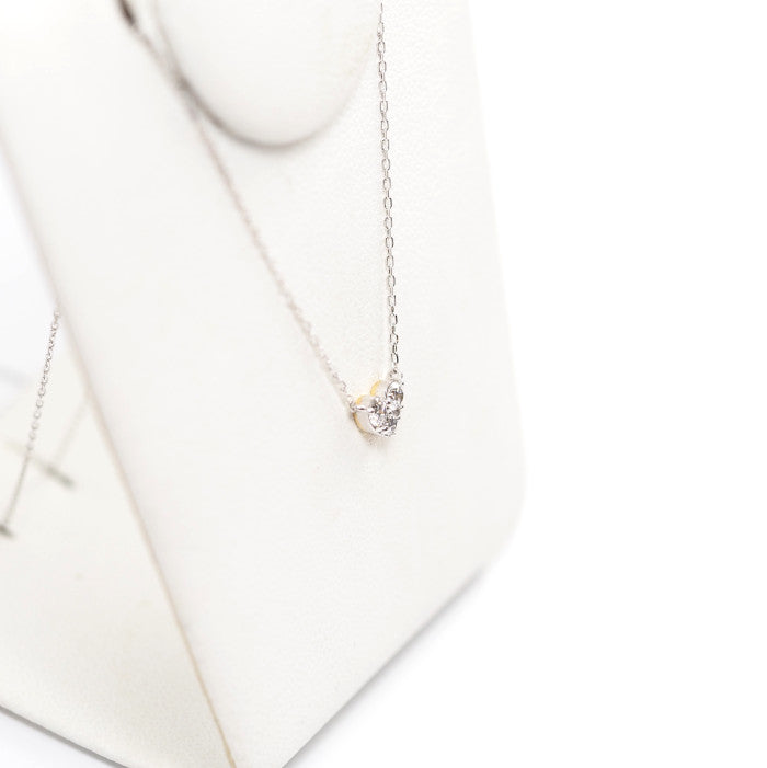 Ponte Vecchio ポンテヴェキオ K18WG/YG ダイヤ0.15ct ハート ネックレス 正規保証書付