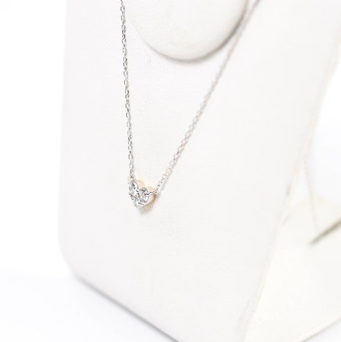 Ponte Vecchio ポンテヴェキオ K18WG/YG ダイヤ0.15ct ハート ネックレス 正規保証書付