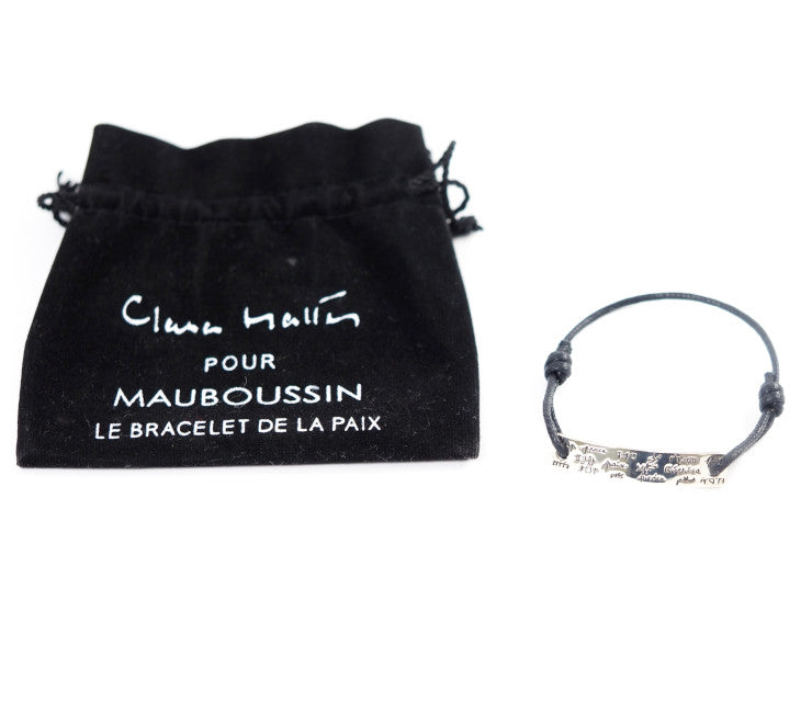 MAUBOUSSIN モーブッサン 925 SV シルバー コード プレート 平和 ブレスレット 非売品 収納袋付