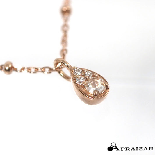 VENDOME AOYAMA 10K Pink Gold Rose-Cut Diamond Drop Necklace