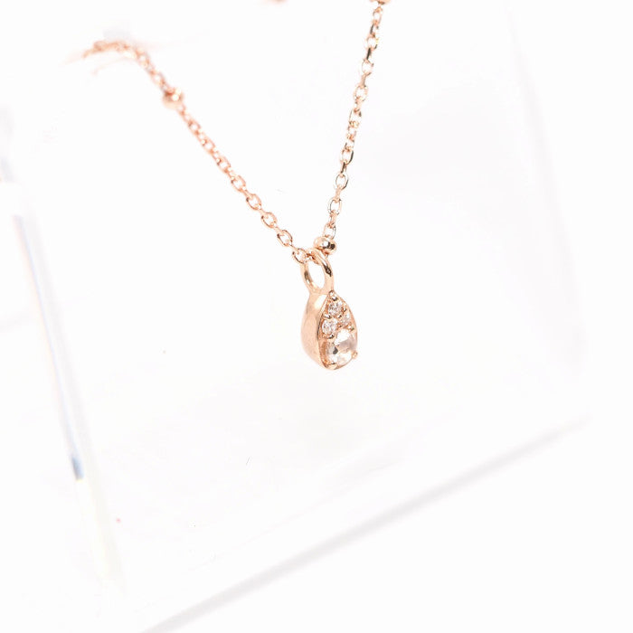 VENDOME AOYAMA ヴァンドーム青山 K10ピンクゴールド ローズカット ダイヤ 雫 しずくドロップ ネックレス