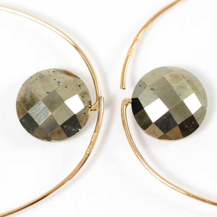COCOSHINIK K10 Yellow Gold Natural Stone Hoop Earrings