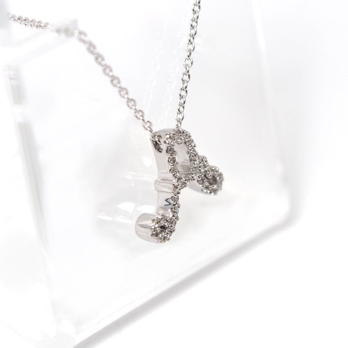 Ponte Vecchio ポンテヴェキオ K18ホワイトゴールド ダイヤ0.12ct イニシャル A ネックレス