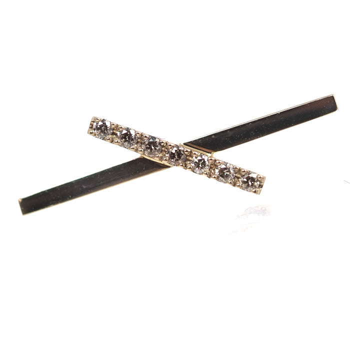 KASHIKEY カシケイ シック トゥーラインズ 片耳用 ピアス K18ブラウンゴールド ブラウンダイヤモンド 約0.04ct クロス